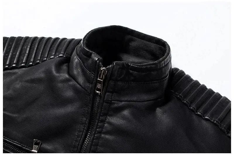 Veste cuir vintage – Noir – Image 4