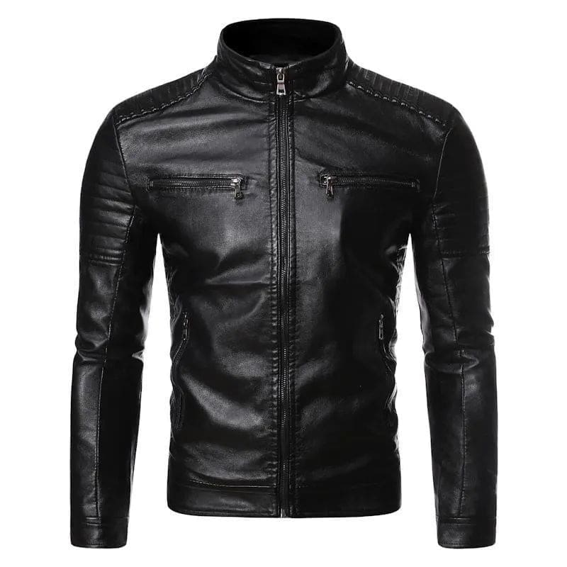 Veste cuir vintage – Noir – Image 3